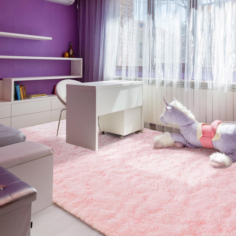 Andecor Soft Fluffy Bedroom Rugs, 5 x 8 Feet Indoor Shaggy Plush Area Rug for Boys Girls Kids Baby College Dorm Living Room Home Decor Floor Carpet, Pink - Image 2